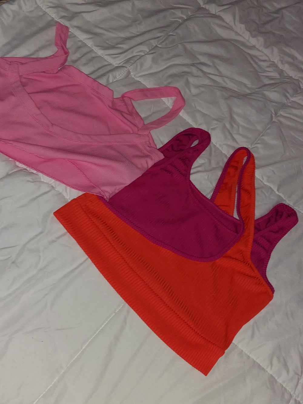 SHEIN Pink Ribbed Sports Bra